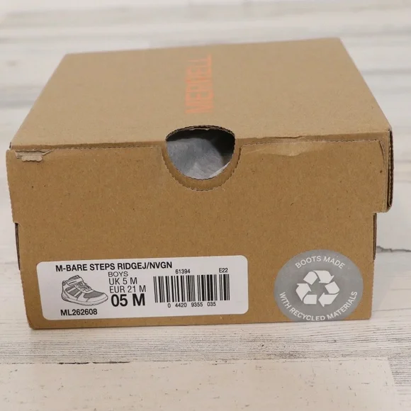 Merrell unisex child Bare Steps Ridge Hiking Boot, Navy/Green, 5 Toddler/Walker - Picture 8 of 9